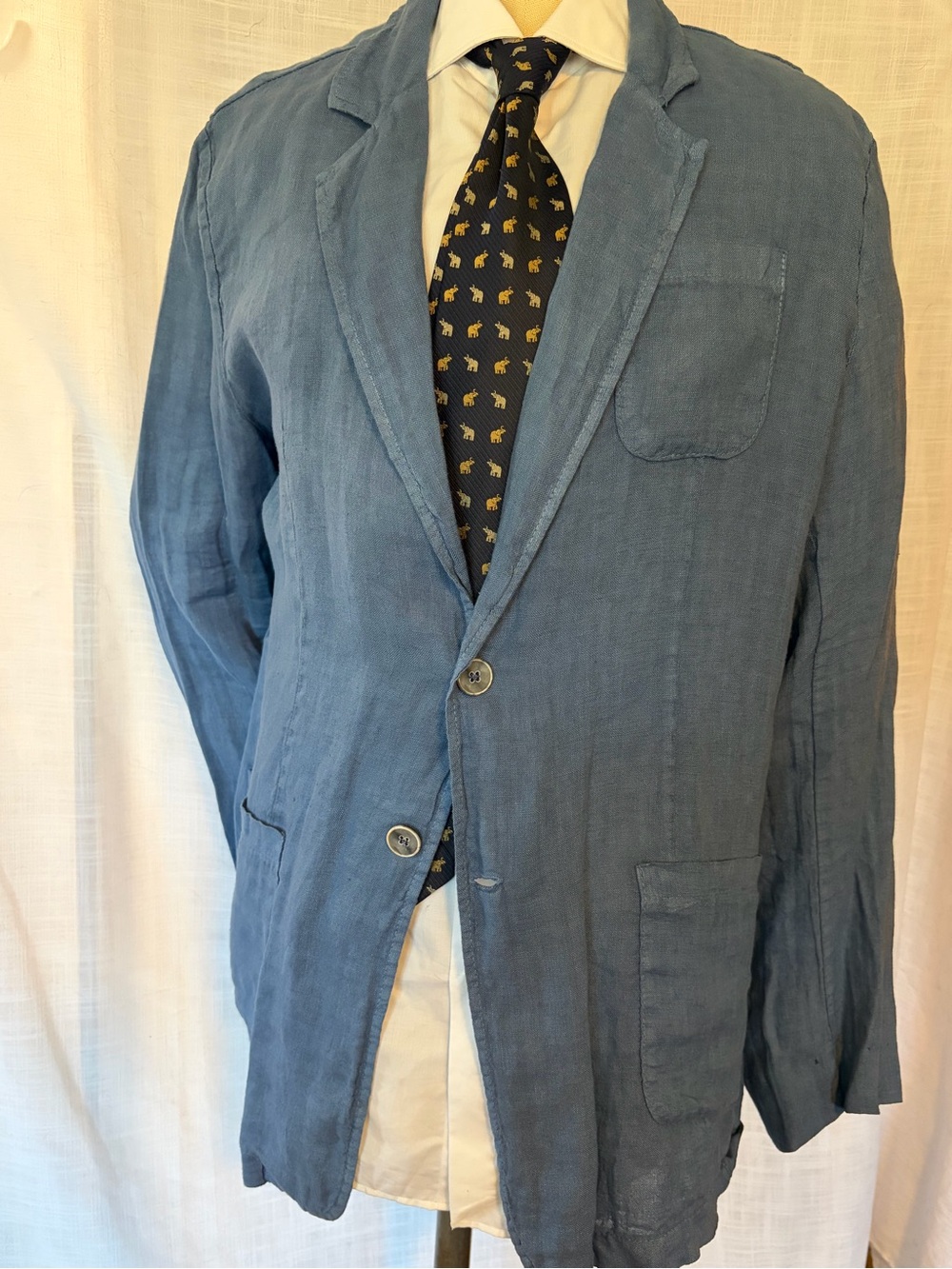 Made in Italy Light Blue Men's Linen Blazer - Two-Button Jacket
